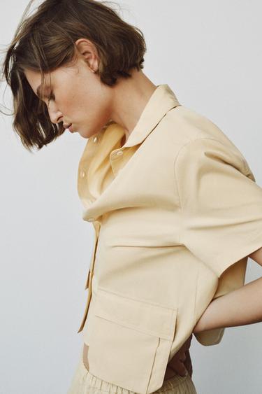 ZW COLLECTION SHIRT WITH POCKETS - Yellow by Zara - Image 6