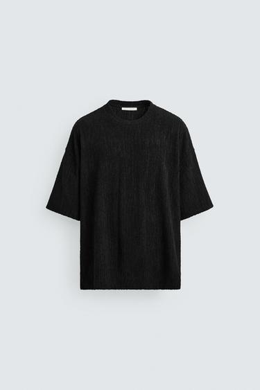 Zara TEXTURED RELAXED FIT SWEATSHIRT - Black