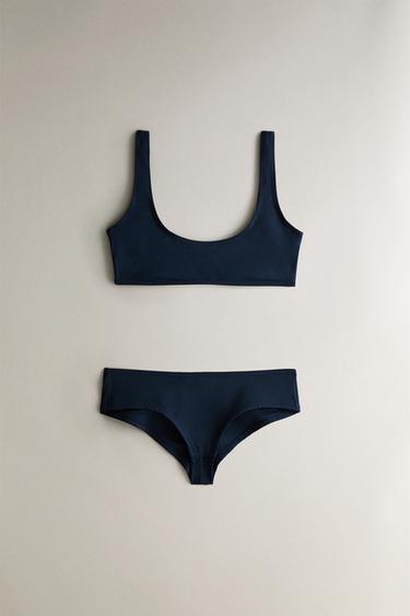 BEACH BIKINI TOP WITH ROUND NECKLINE - Blue by Zara - Image 3