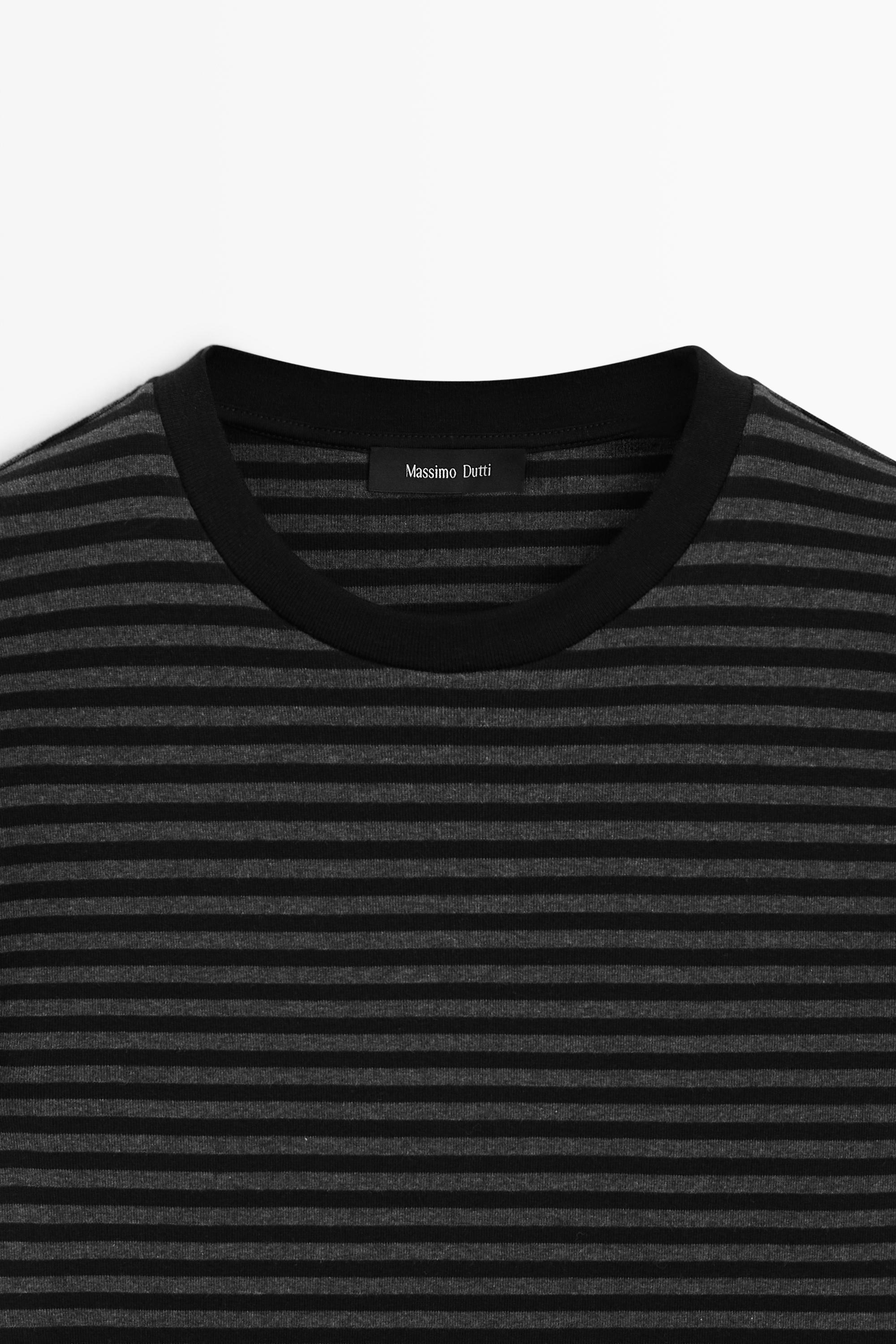 Ribbed striped short sleeve T-shirt