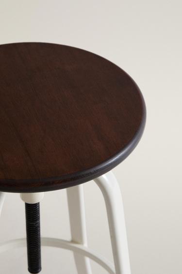 WOOD AND METAL SWIVEL STOOL — Cream 2