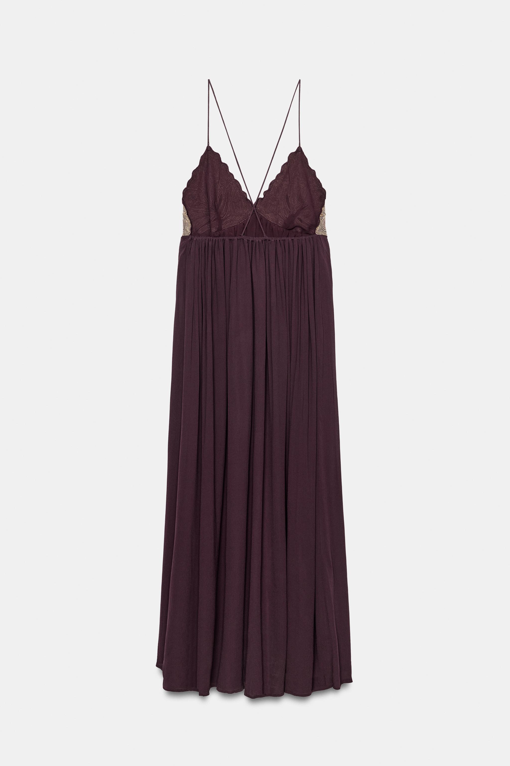 Женские платья Zara BEADED FLORAL PRINT DRESS — фото 6