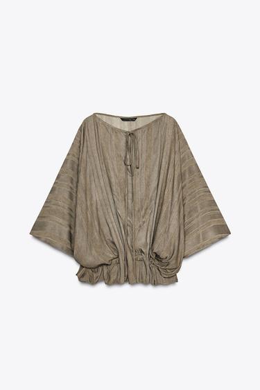 TOP JACQUARD VOLUMEN ZW COLLECTION - Marrón de Zara