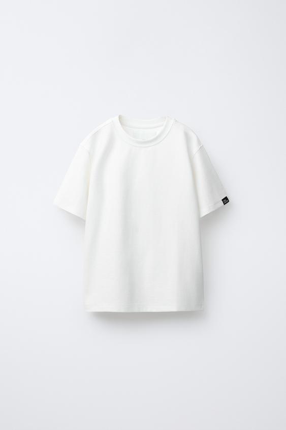 TEXTURED LABEL T-SHIRT - Oyster-white by Zara - Image 0