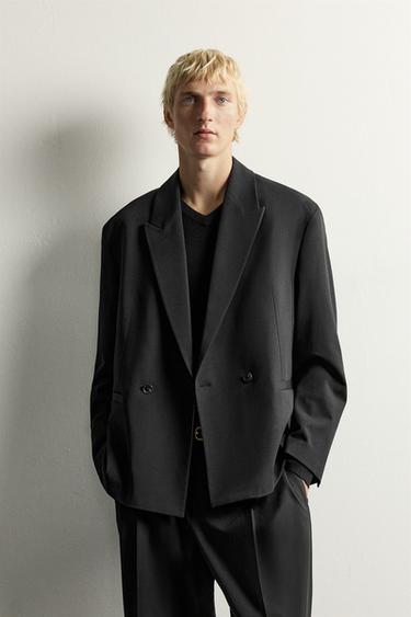 DOUBLE-BREASTED SUIT BLAZER — Black 2