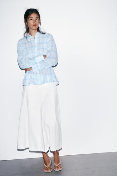 Zara PLEATED MIDI SKIRT - White