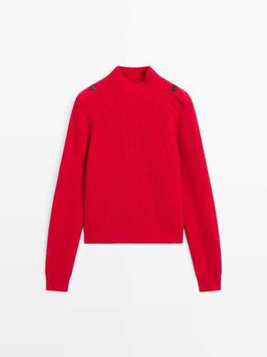 Jersey detalle hombro mezcla lana - Rojo de Zara