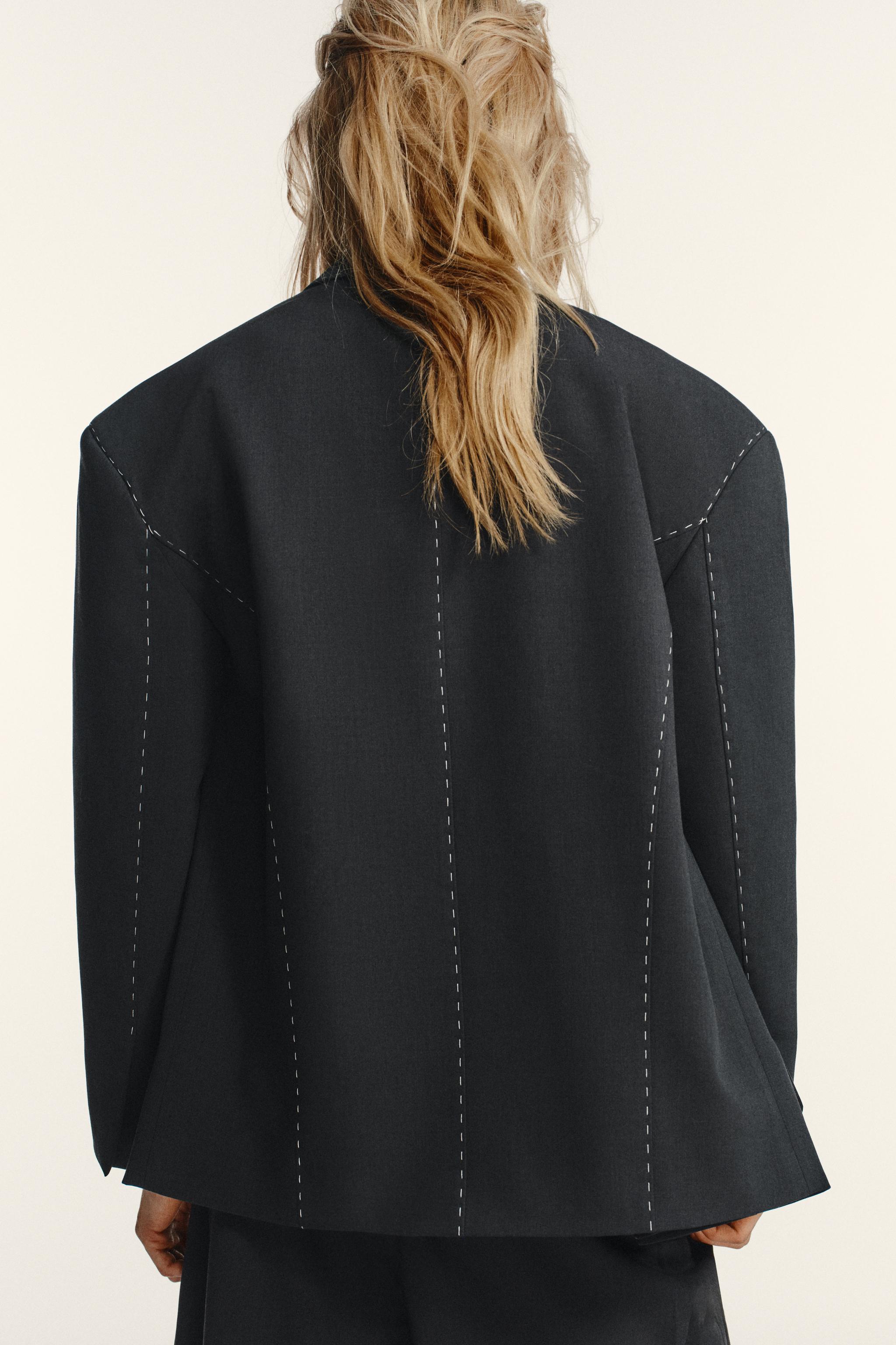 コントラストステッチオーバーサイズブレザー - カーボングレー | ZARA