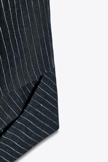 STRIPED BALLOON LINEN BLEND TROUSERS ZW COLLECTION - navy by Zara - Image 6