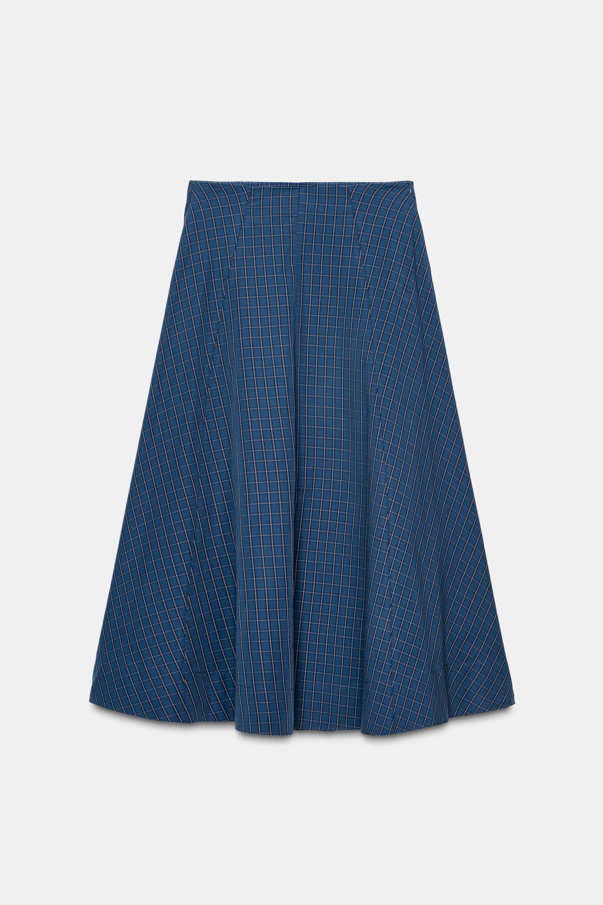 PLAID PLEATED MIDI SKIRT