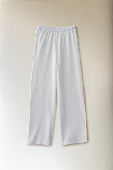 PANTALON LONG EN COTON - Blanc de Zara - Image 5