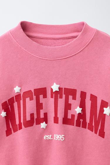 SWEAT IMPRIMÉ VARSITY - Rose craie de Zara - Image 2