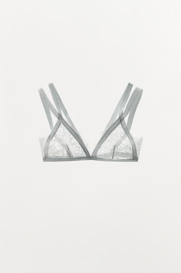 CONTRAST LACE BRALETTE - Blue / Grey by Zara - Image 4
