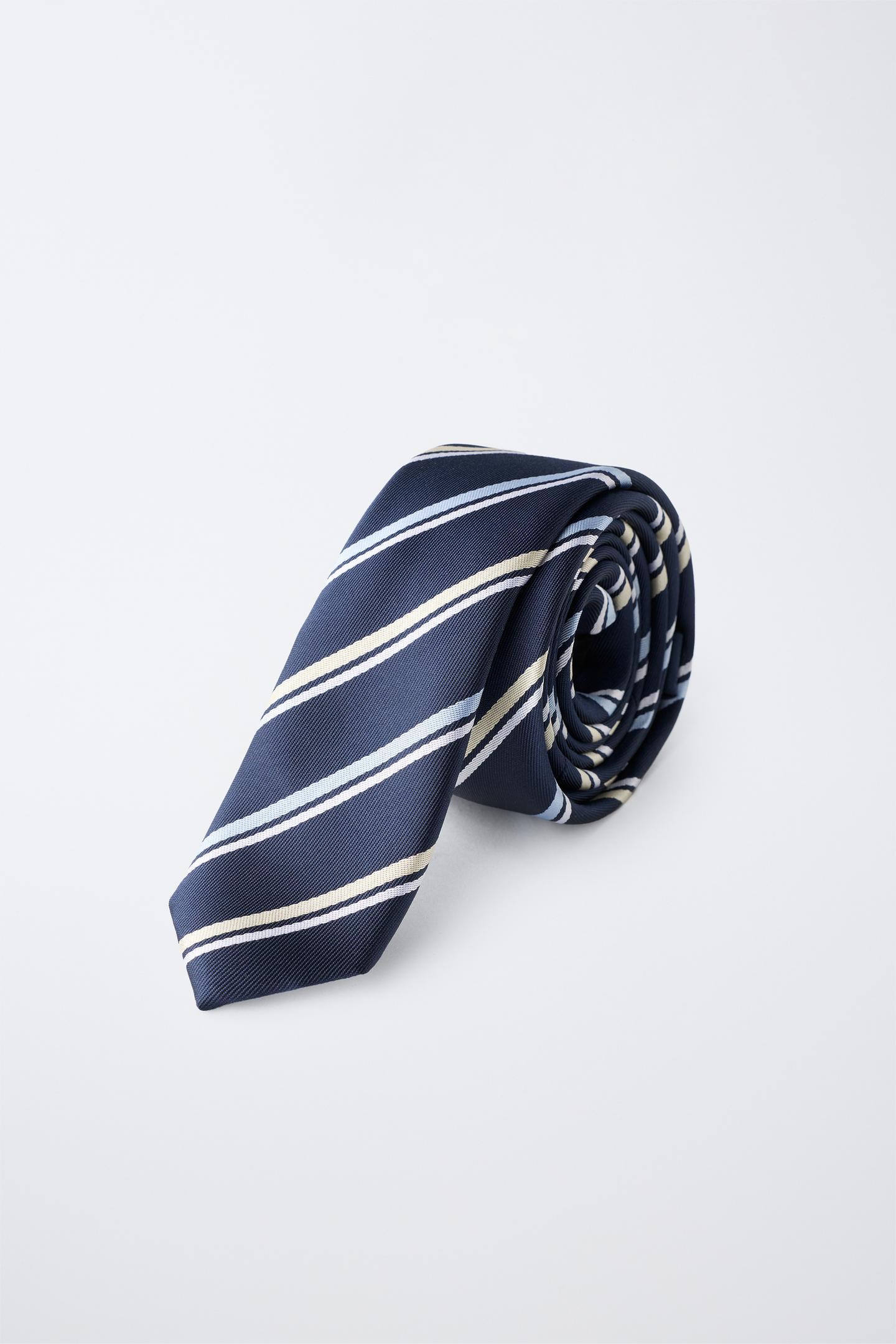 Детский галстук Zara Striped Tie, цвет: Синий — фото 4