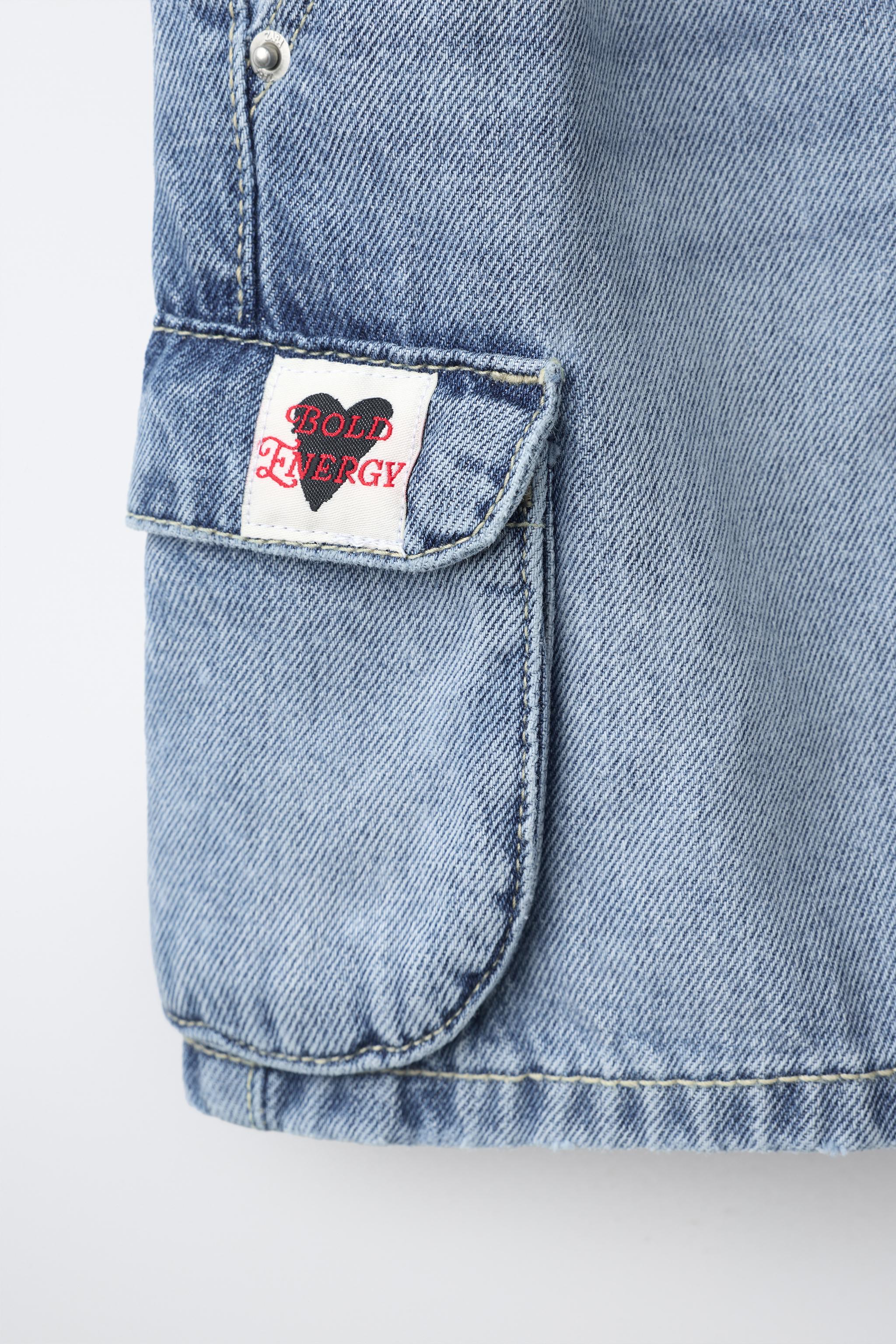 Детские шорты Zara PATCHED DENIM CARGO SHORTS — фото 4