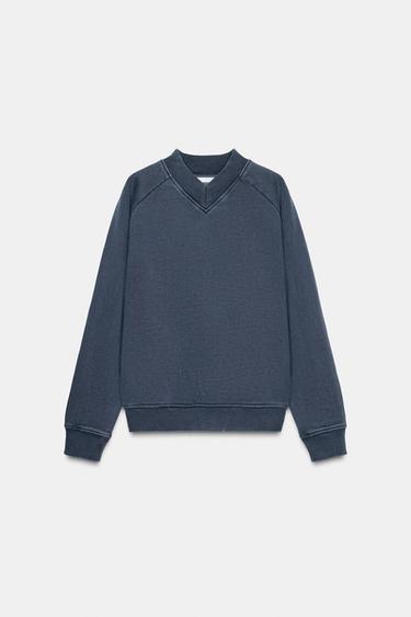 Zara WASHED EFFECT SWEATSHIRT - Indigo