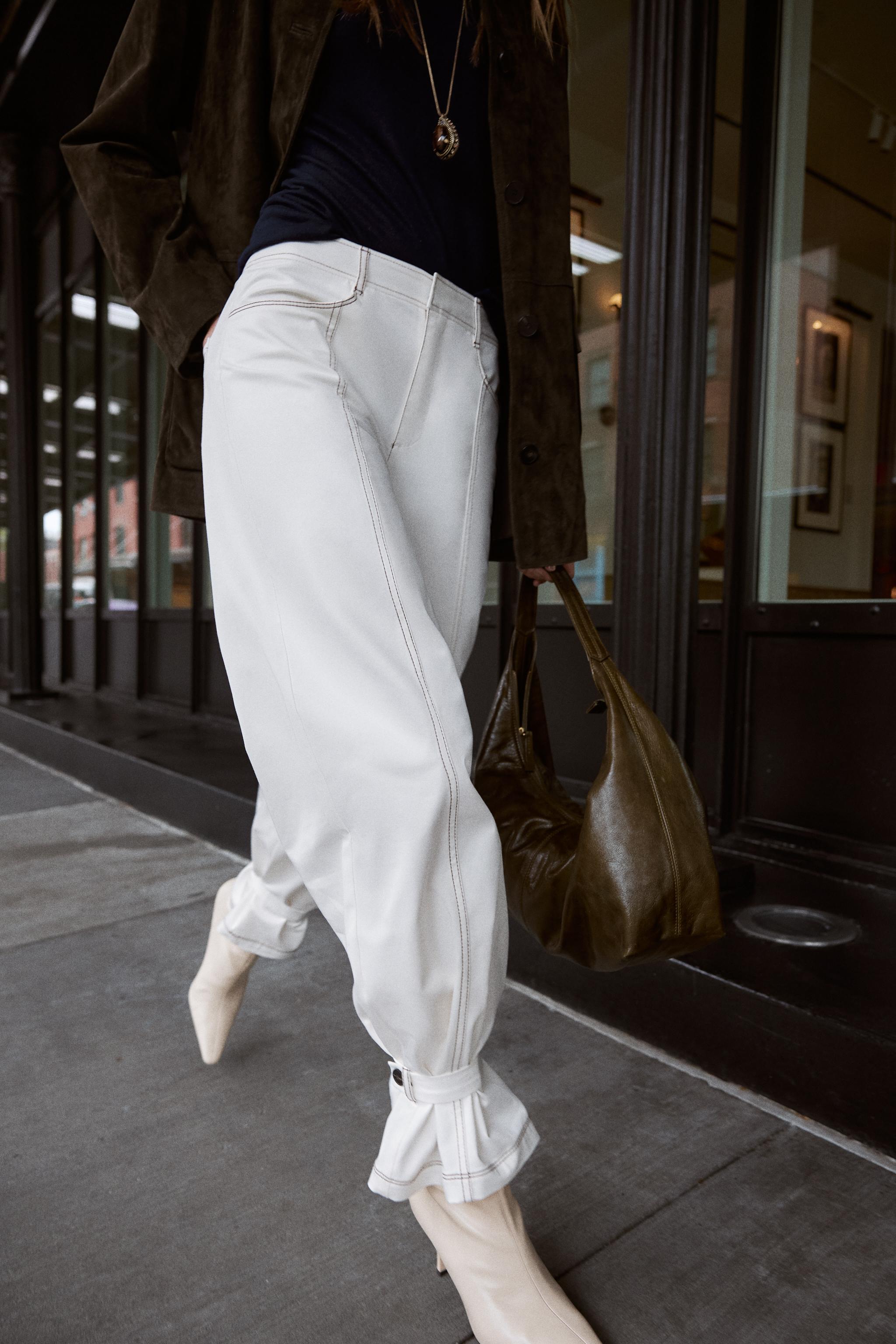 CONTRAST STITCH PANTS - Oyster-white | ZARA United States