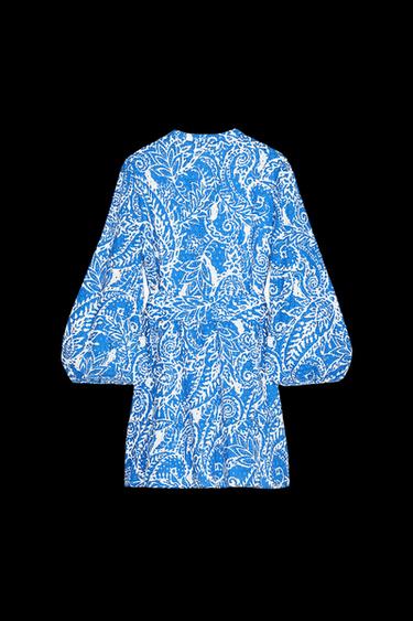 EMBROIDERED BELTED SHIRT DRESS - Blue/White by Zara