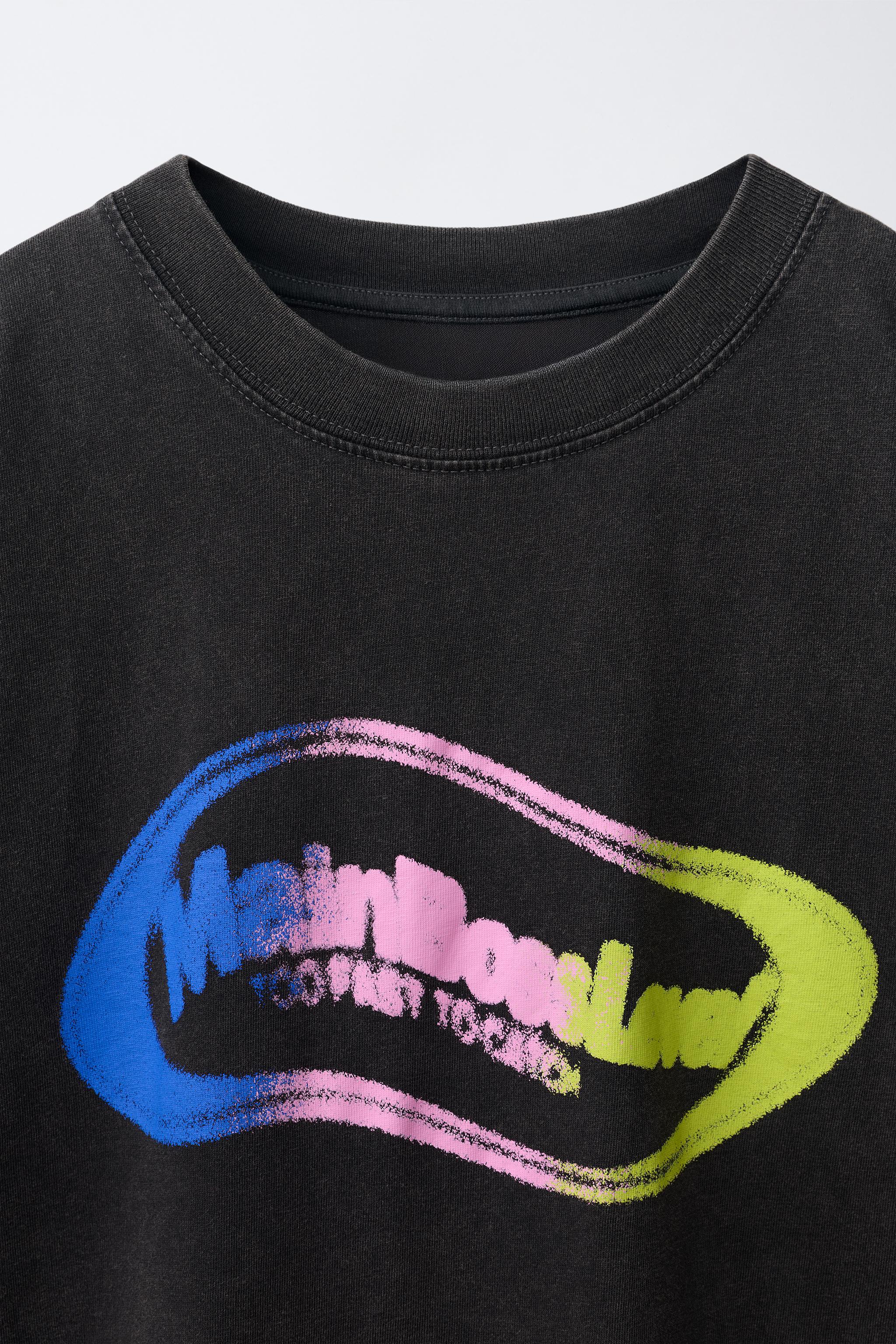 Детские футболки Zara WASHED EFFECT PRINTED T-SHIRT — фото 4