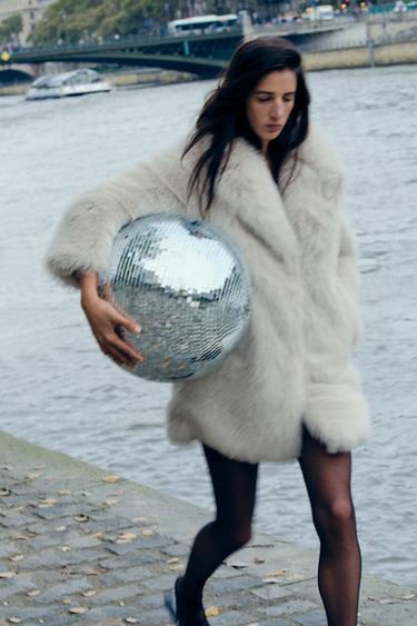FAUX FUR COAT - Ecru by Zara - Image 0