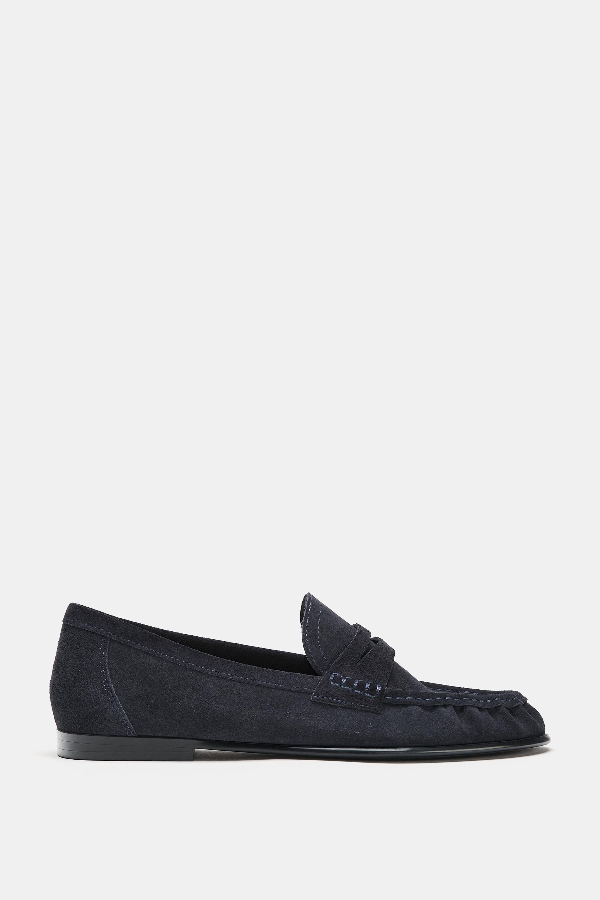MOCASSINS FRONCÉS EN CROÛTE DE CUIR