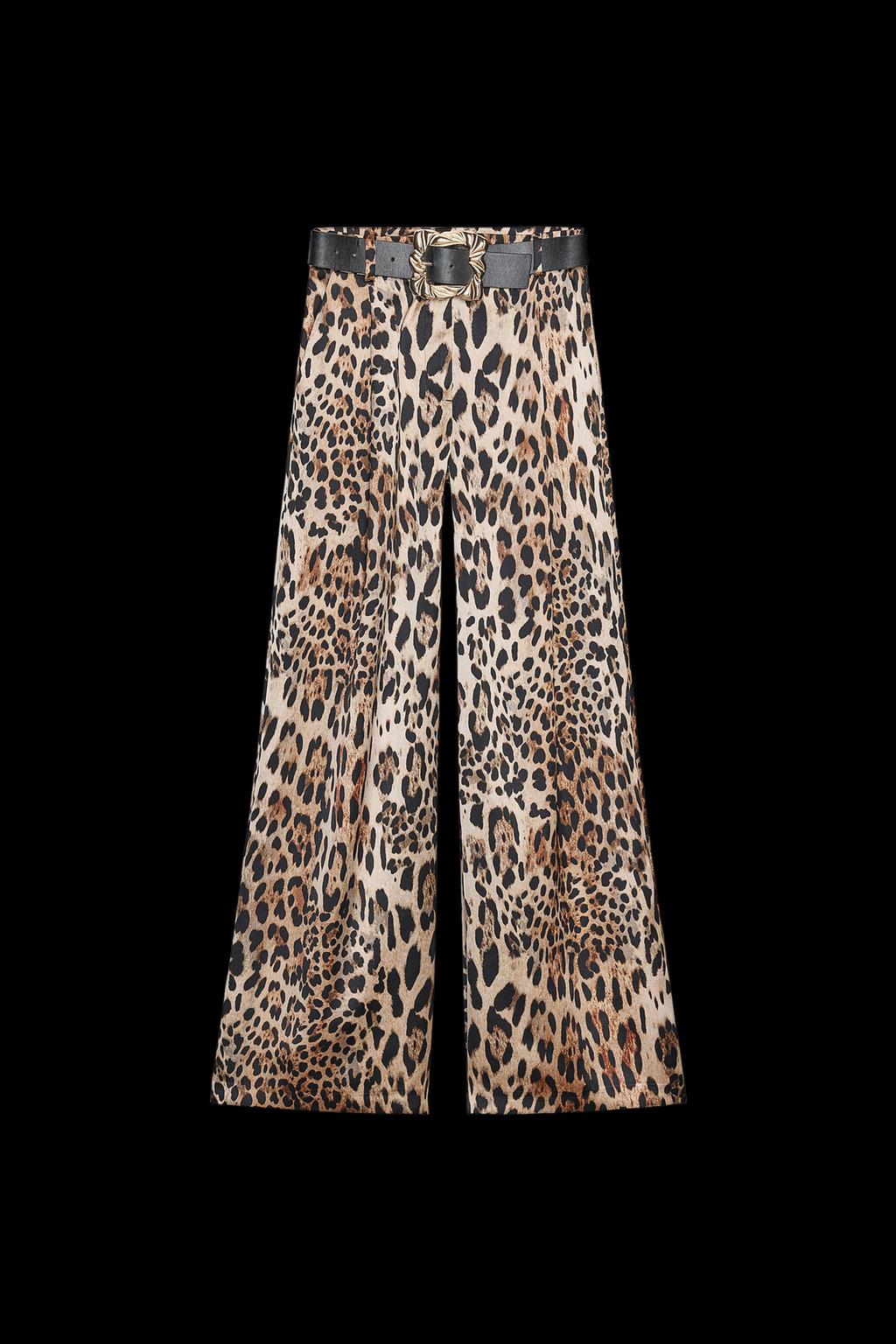 SATIN WIDE-LEG BELTED PANTS