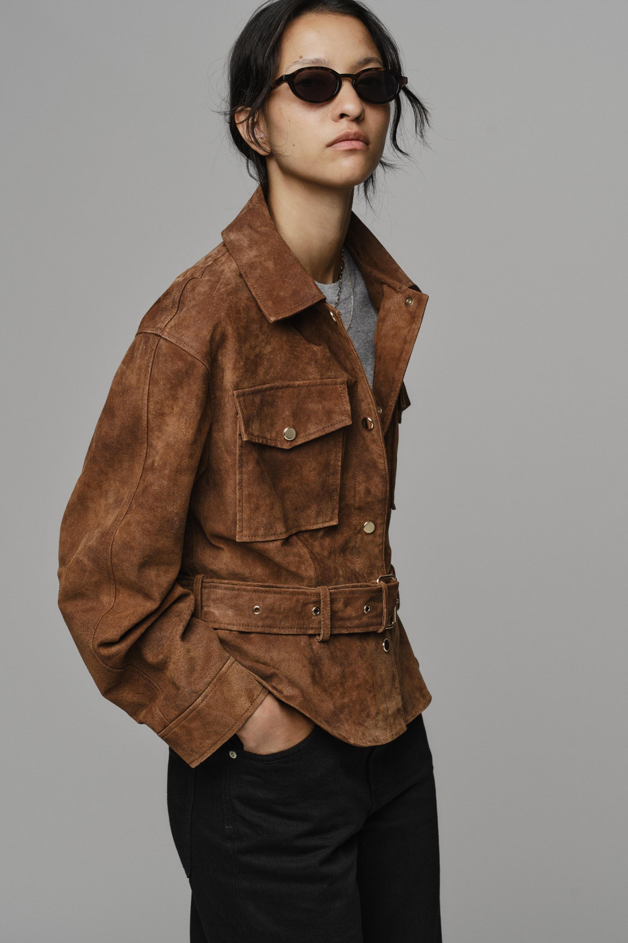 100% LEATHER BELTED JACKET