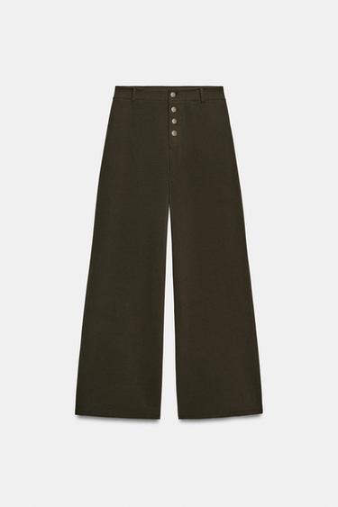 STRAIGHT TROUSERS WITH BUTTONS - Dark brown by Zara - Image 6