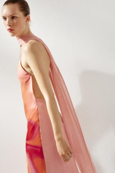 ROBE LONGUE IMPRIMÉE FOULARD - Roses de Zara - Image 3
