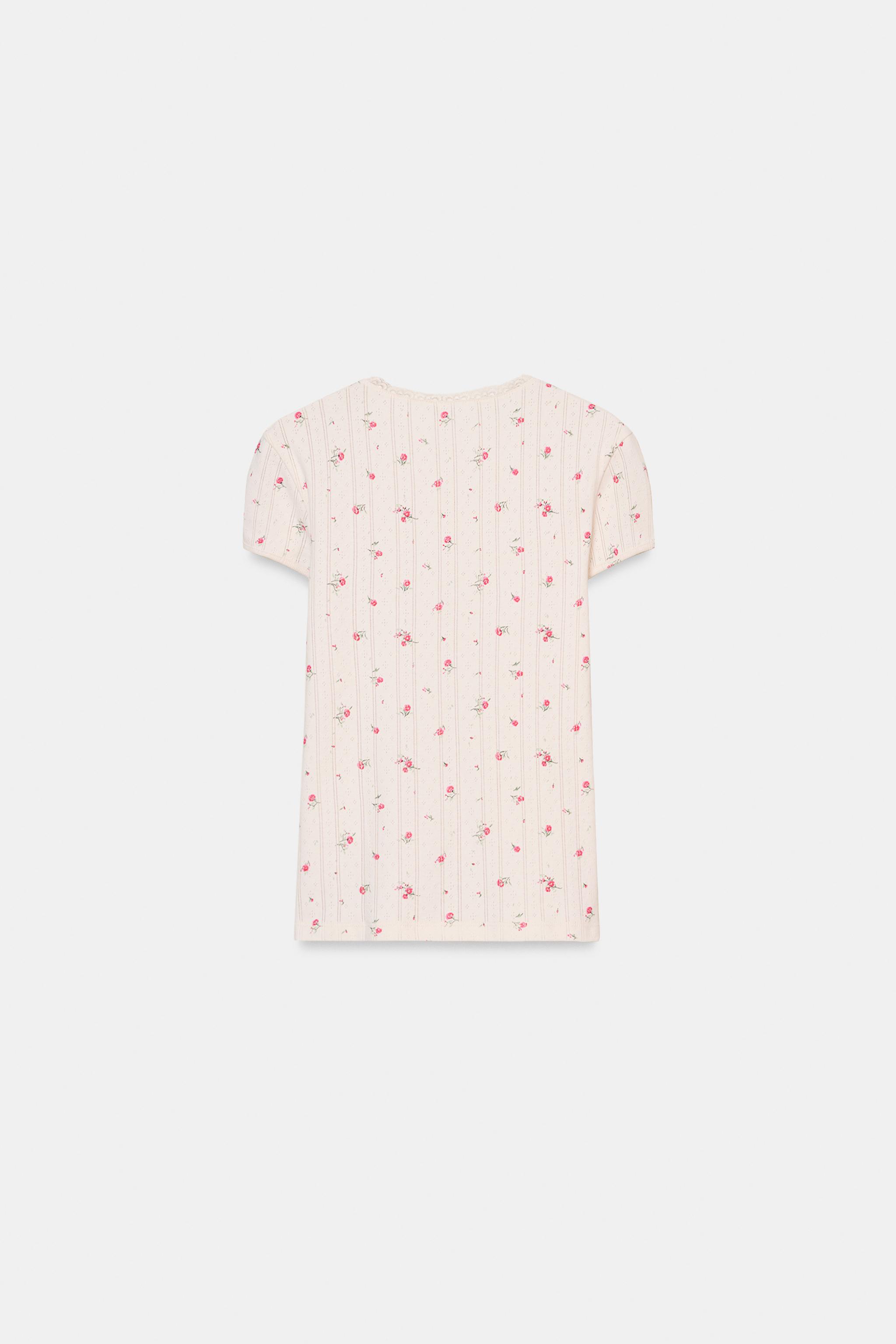 POINTELLE FLORAL T-SHIRT