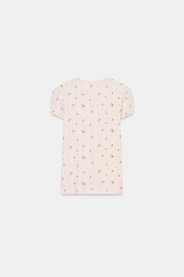 T-SHIRT POINTELLE FLEURS - Écru de Zara - Image 3