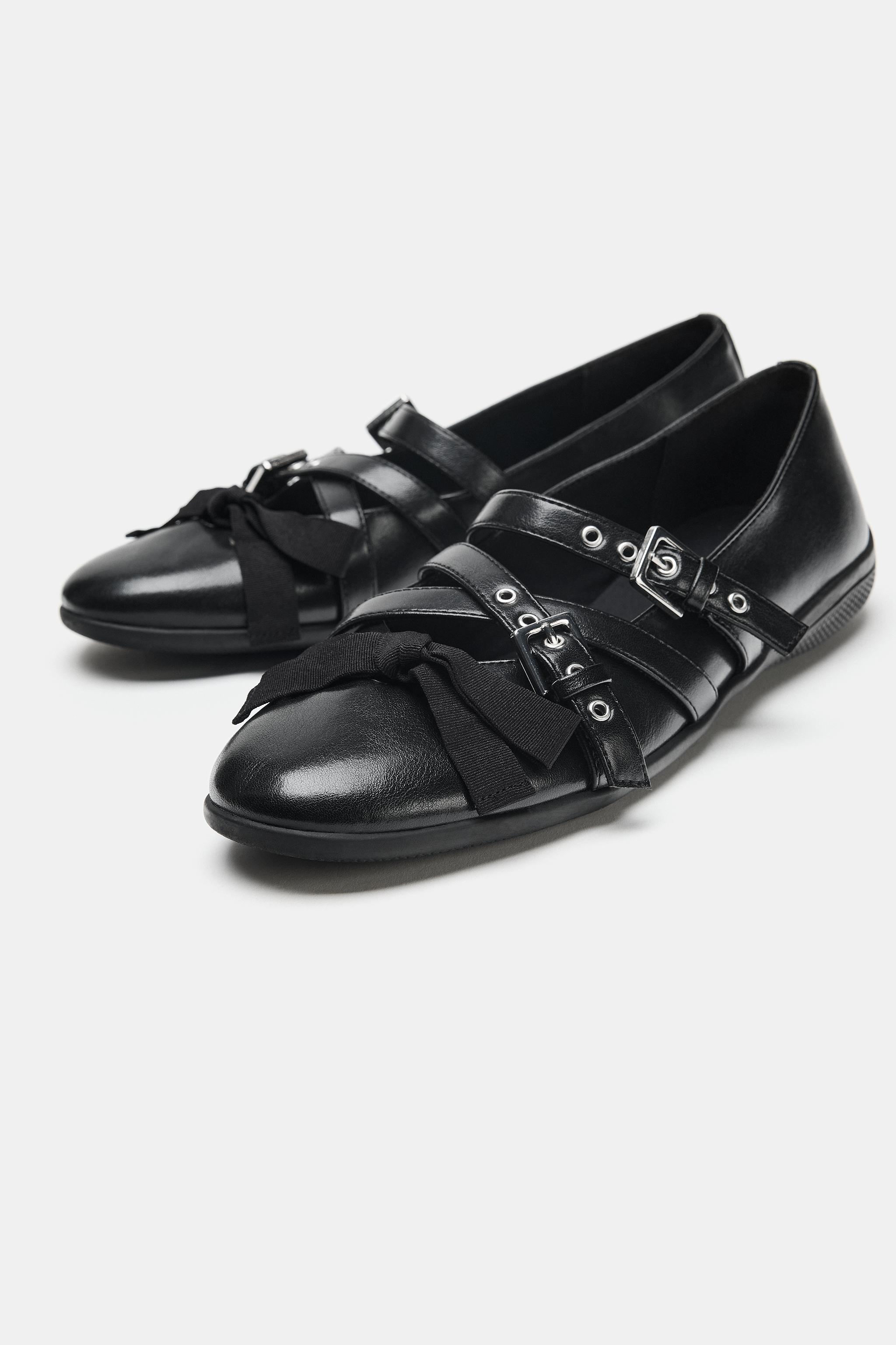ストラップ付きバレエシューズ - ブラック | ZARA Japan / 日本