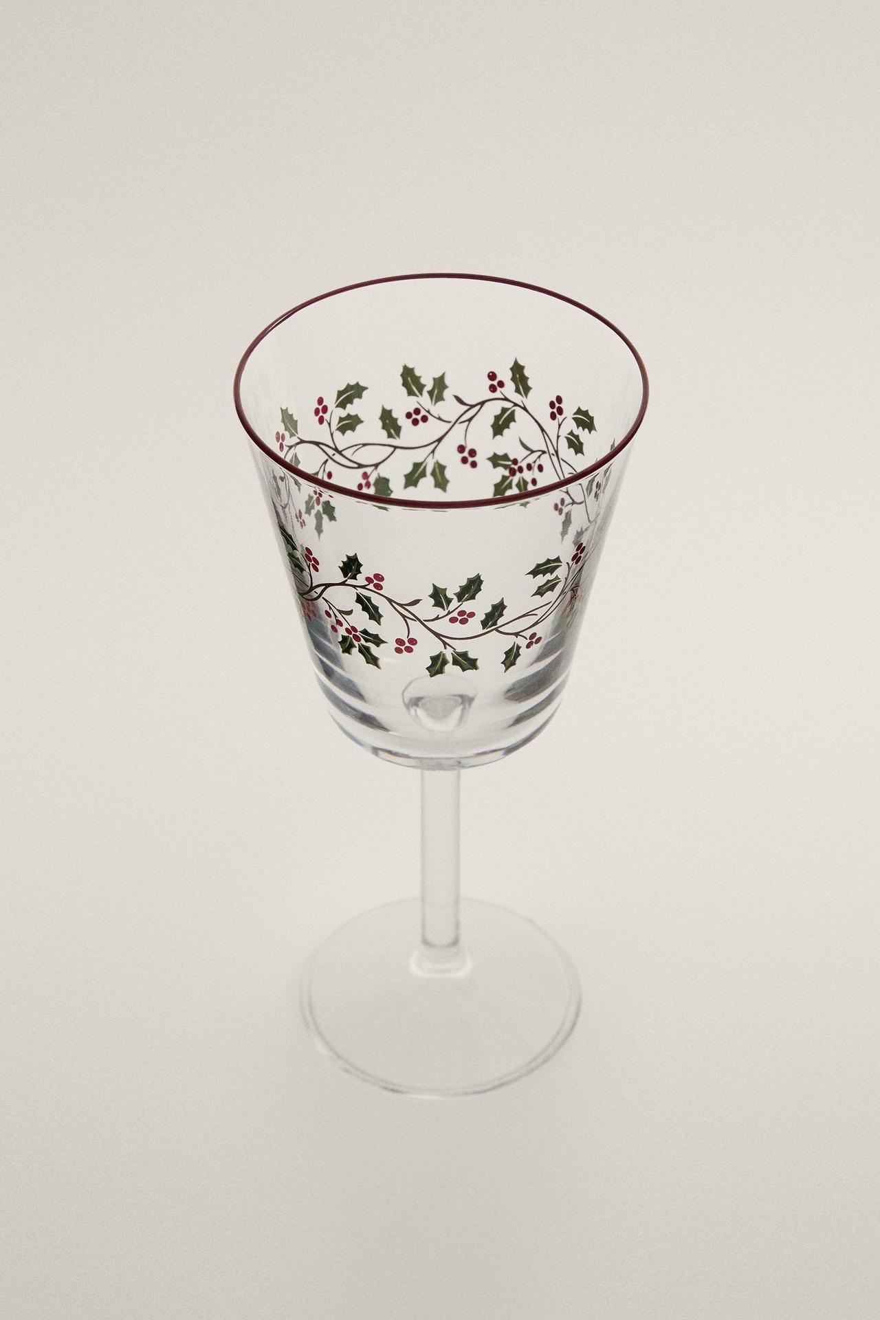 CHRISTMAS HOLLY GLASS — Red