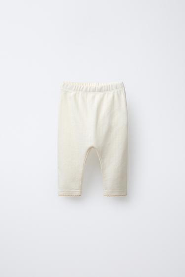 POINTELLE LACE TRIM LEGGINGS - Light ecru by Zara