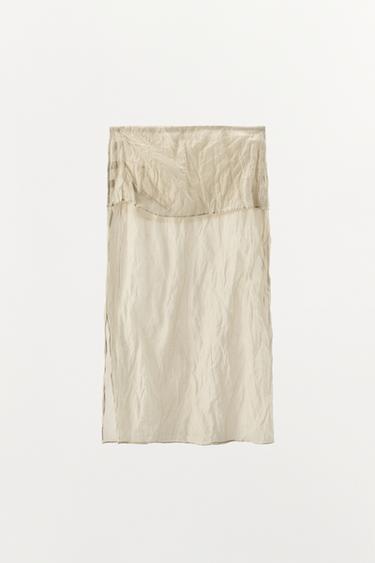 JUPE MI-LONGUE EFFET FROISSÉ - Écru / Beige de Zara - Image 4