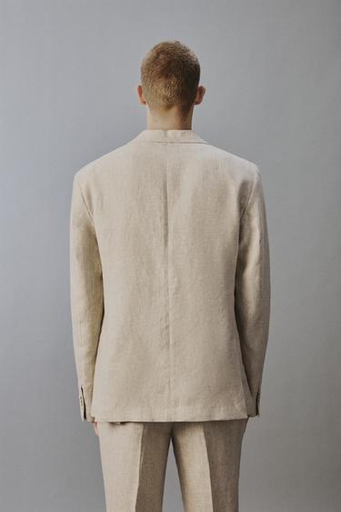 100% LINEN SUIT BLAZER - Light beige by Zara - Image 2