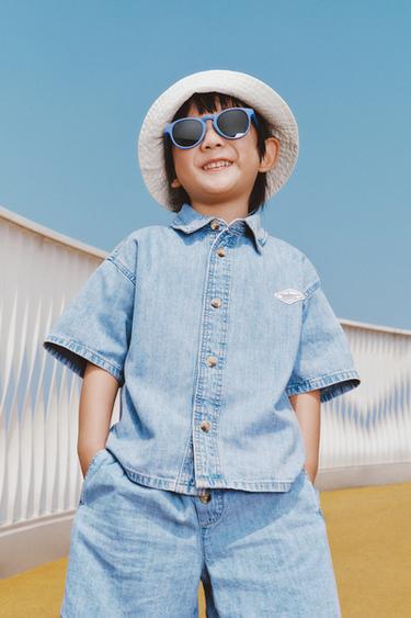 LABEL DENIM SHIRT - Light blue by Zara