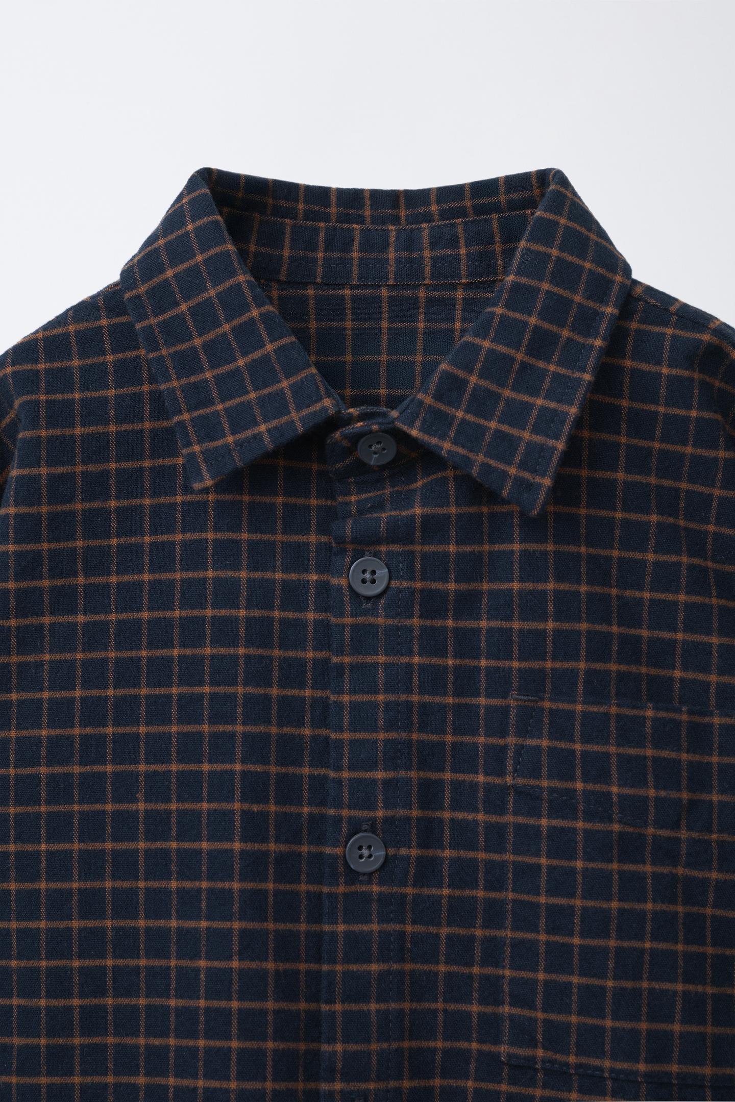 Детская рубашка Zara Plaid, цвет: Синий — фото 3