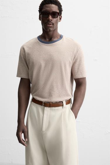 CEINTURE EN CUIR SURPIQUÉE - Cuir de Zara - Image 1