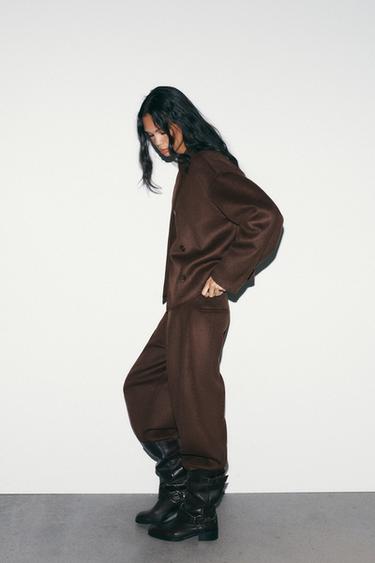 VESTE SOUPLE CROISÉE - Marron foncé de Zara - Image 2