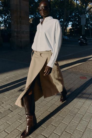 CHEMISE BOULE EN POPELINE - Blanc cassé de Zara