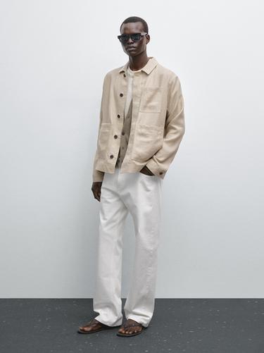 Zara 100% linen lightweight jacket - Sand - Image 0