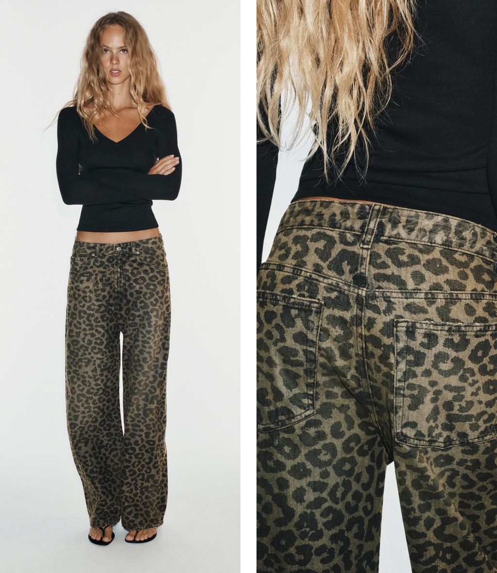 Trf Animal Print Baggy Jeans