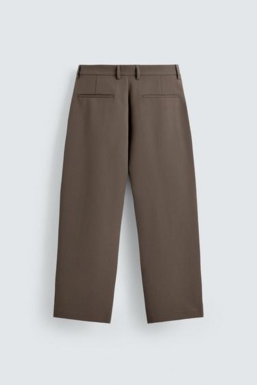 PANTALON COUPE DÉCONTRACTÉE À PLIS - Marron / Taupe de Zara - Image 6