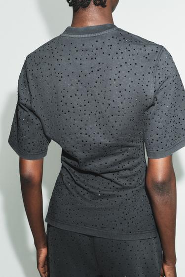 T-SHIRT BRILLANT MANCHES COURTES - Noir de Zara - Image 3