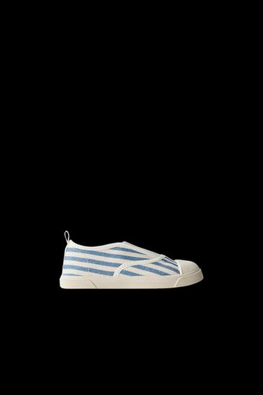 BAMBA RAYAS ALGODÓN - Azul de Zara - Imagen 0