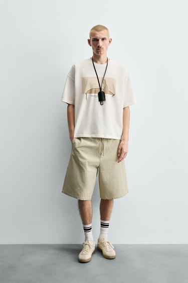 EMBROIDERED FRINGED T-SHIRT - Oyster-white by Zara - Image 0