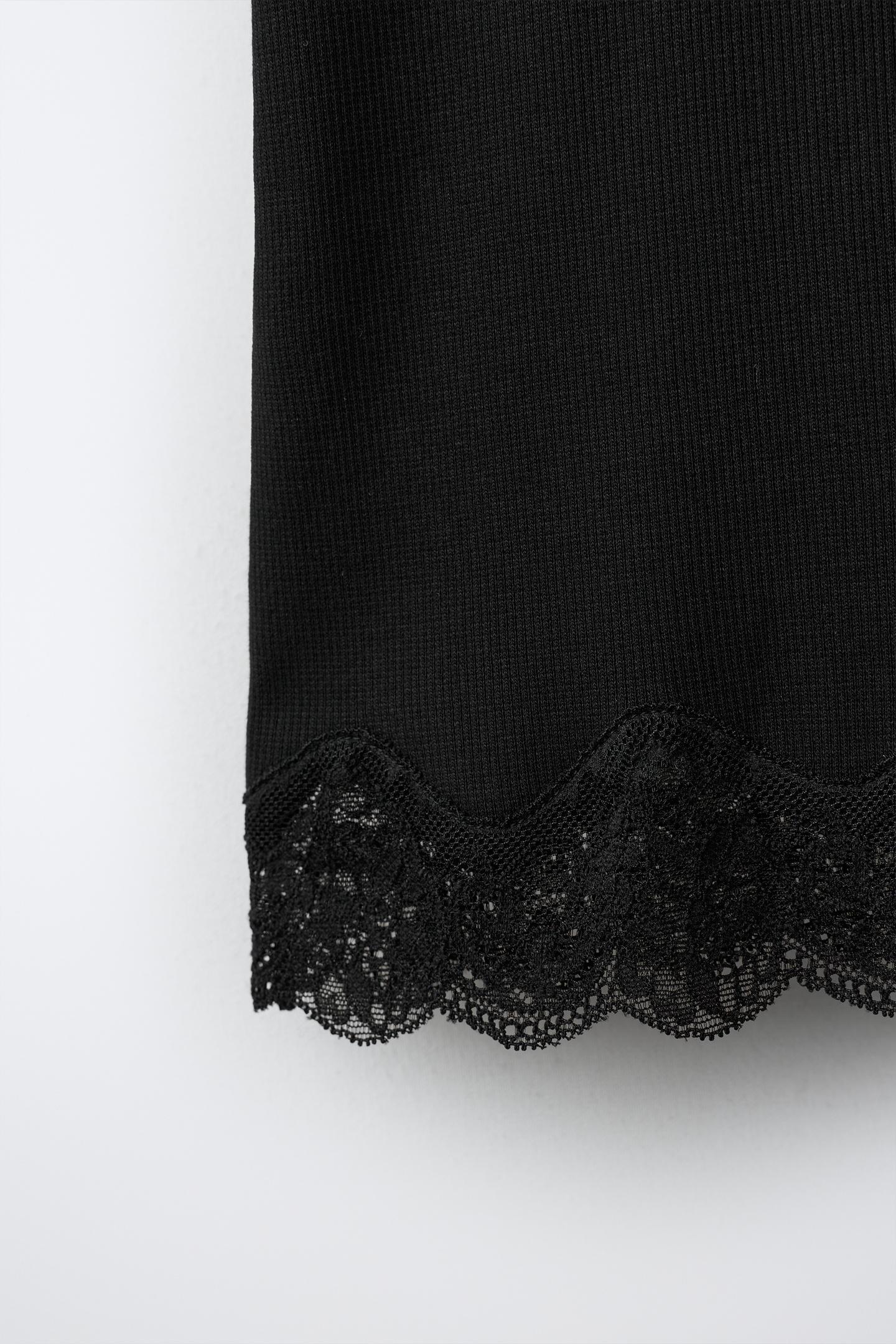 Детская футболка Zara Lace Rib, цвет: Чёрный — фото 4