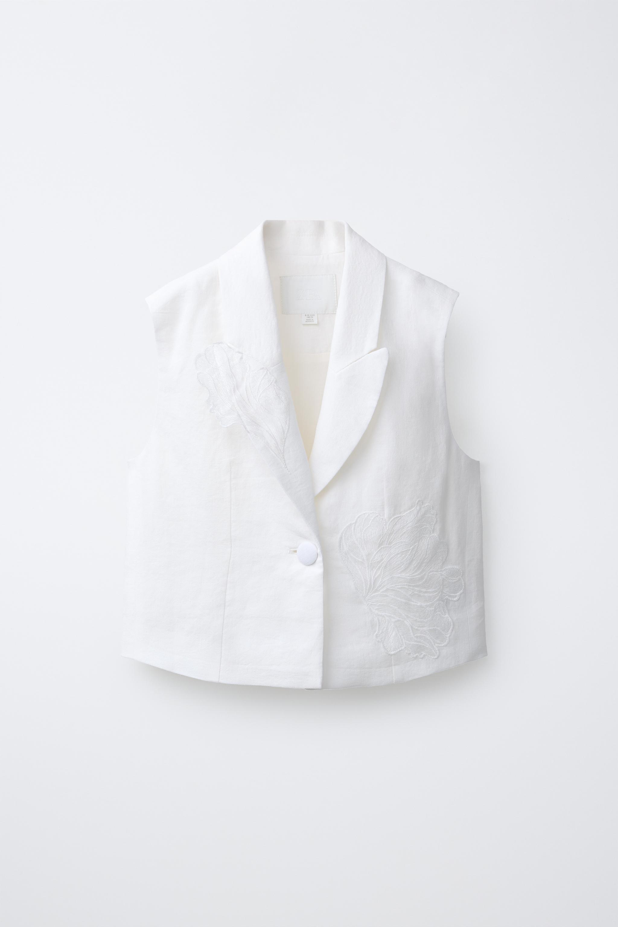 100% LINEN EMBROIDERED FLOWER VEST