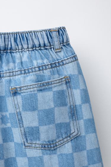 SHORT EN JEAN DAMIER - Bleu clair de Zara - Image 3